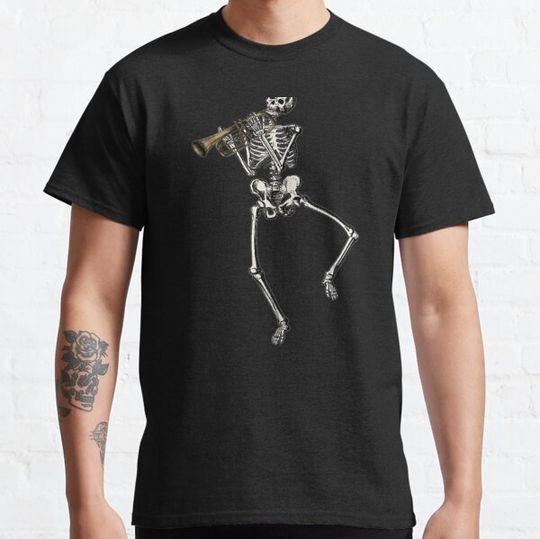 Discover Halloween Dancing Skeleton Trumpet T-shirts