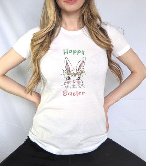 Discover Happy Easter Cute Bunny Shirt by-Women's The Boyfriend Tee