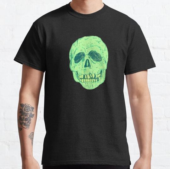 Discover Silver Shamrock Skull (Neon Green) T-shirts