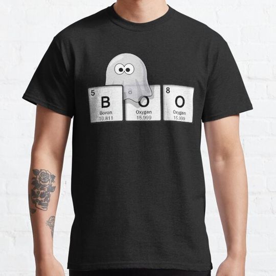 Discover BOO cute ghost design using elements of the periodic table T-shirts