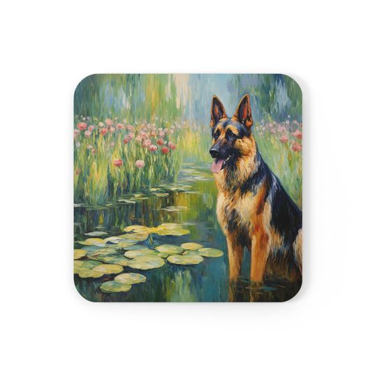 Discover German Shepherd in the Pond - Cute Animal Coaster