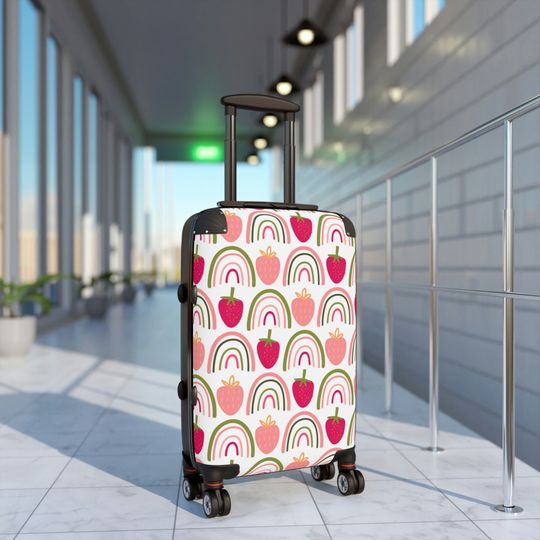 Discover Strawberry Rainbow Kids Carry On Suitcase