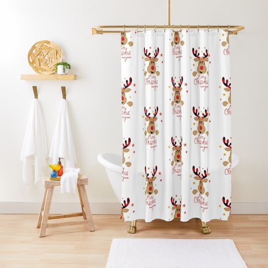 Discover Merry Christmas Reindeer Shower Curtain