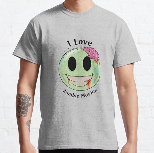 Discover I love Zombie Movies (black text) T-shirts