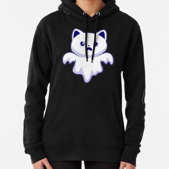 Discover Cute white halloween cat ghost Hoodies