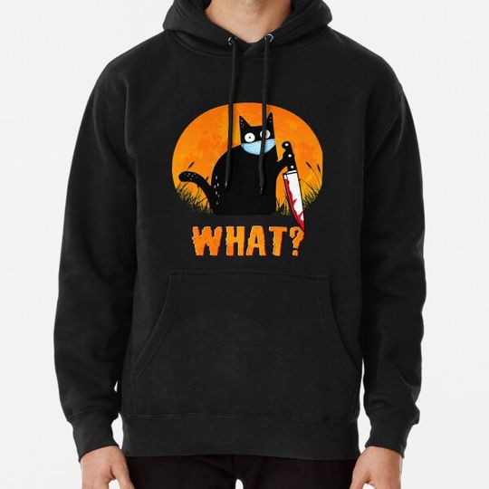 Discover Black Cat mask Halloween what vintage Hoodies