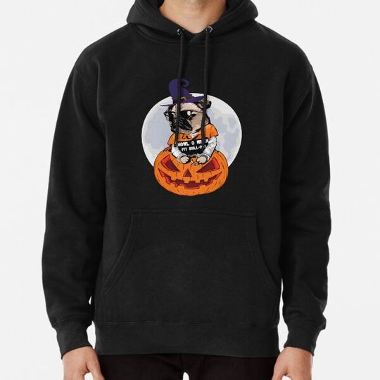 Discover Pitbull Witch Pumpkin Halloween Men & Women Hoodies
