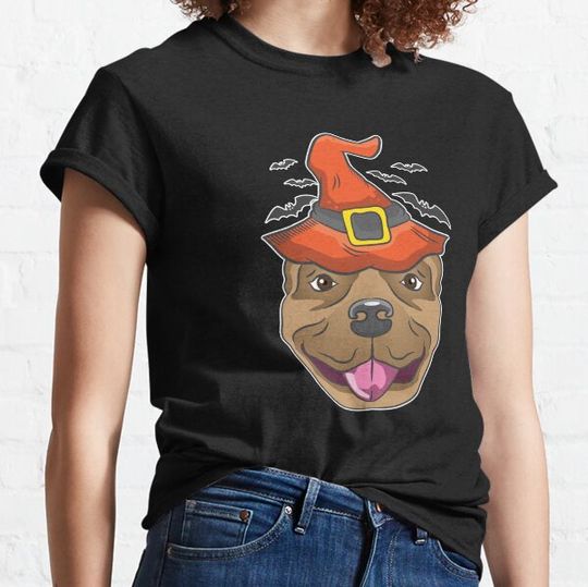 Discover Halloween Shirt Witch Pitbull Dog Costume Gift T-shirts