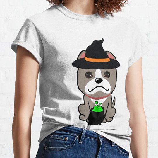 Discover Cute grey dog in a witch costume T-shirts