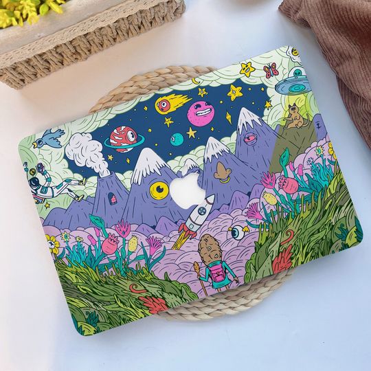 Discover Cartoon Spacecraft Macbook Laptop Skin