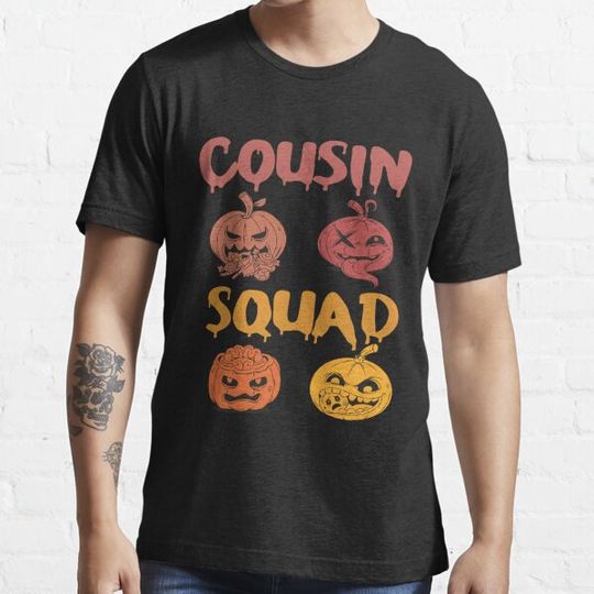 Discover Cousin Squad , Funny Halloween Pumpkins Cousin Crew - Design illustration T-shirts