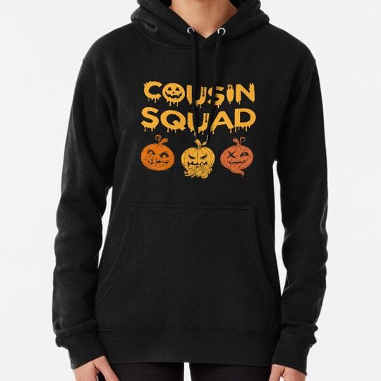Discover Cousin Squad , Funny Halloween Pumpkins Cousin Crew - Design illustration Hoodies