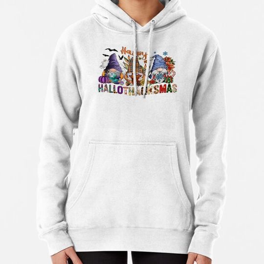 Discover Happy Hallothanksmas Gnomes, Halloween Thanksgiving Christmas, Funny Gnomes, Holiday Hoodies