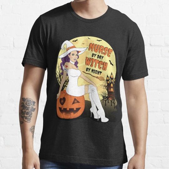 Discover Halloween Nurse Squad Nurse By Day Witch By Night T-shirts