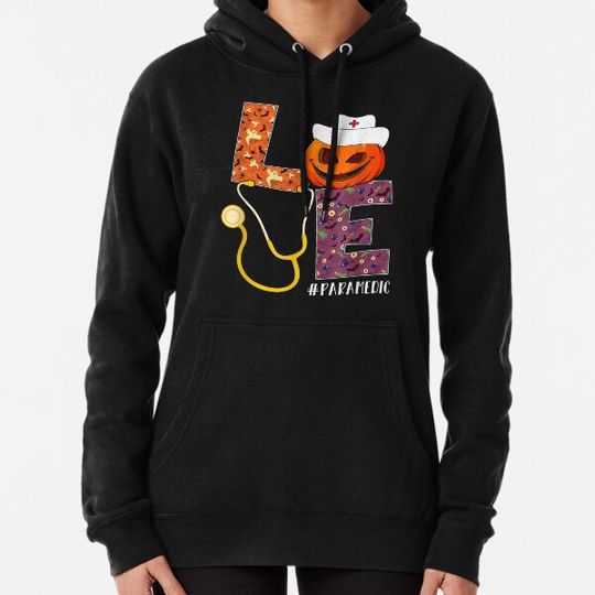 Discover Love paramedic nurse life nurse halloween pumpkin Hoodies