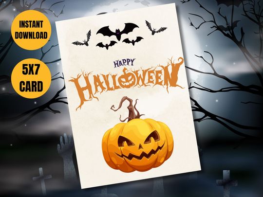 Discover Halloween greeting card, Printable y Halloween card