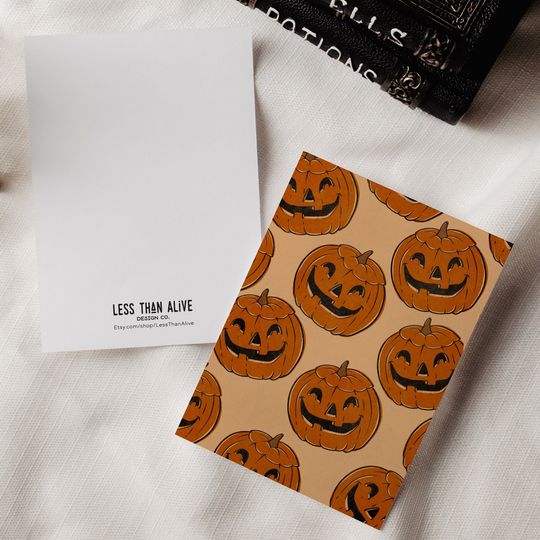Discover Pumpkin Pattern Halloween Card | Vintage Halloween Card