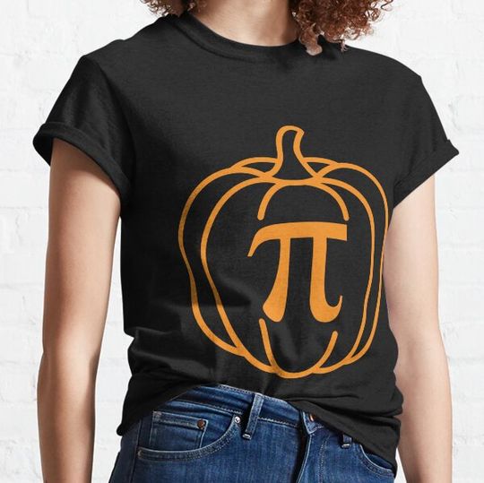 Discover Funny Nerdy Pumpkin Pi Halloween Costume Math Teacher Orange Outline T-shirts