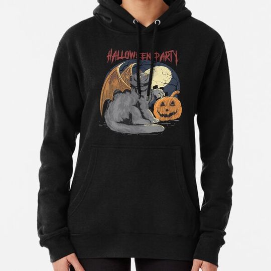Discover Halloween party scary cat with jack-o-lantern Hoodies