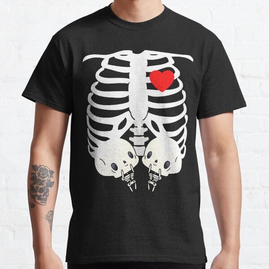 Discover Baby Twins Skeleton Ribcage - Pregnant Halloween T-shirts