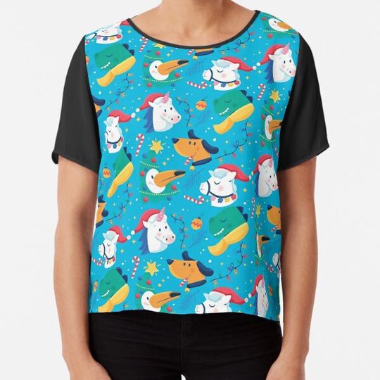 Discover unicorn animal christmas pattern T-shirts