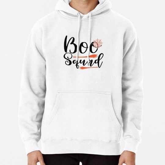 Discover BOO Squad Orange Black Broom Family Group Matching Halloween Design Hoodies