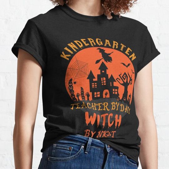 Discover Kindergarten Teacher By Day Witch By Night, Funny Halloween T-shirt Gift Ideas, T-shirts
