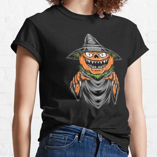 Discover Halloween Pumpkin Head Scarecrow Illustration T-shirts