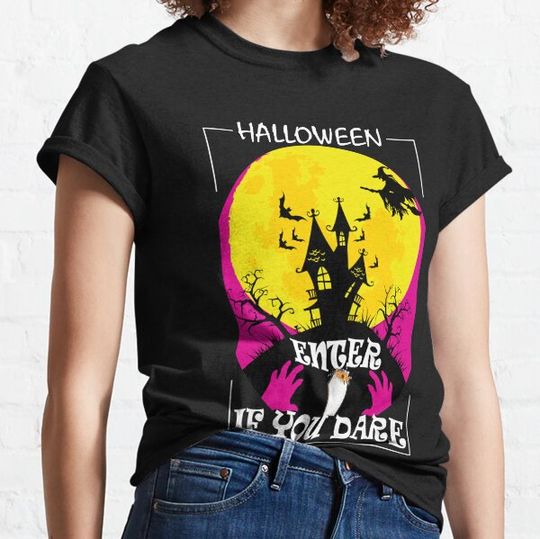 Discover Halloween Enter If You Dare Haunted House Design T-shirts