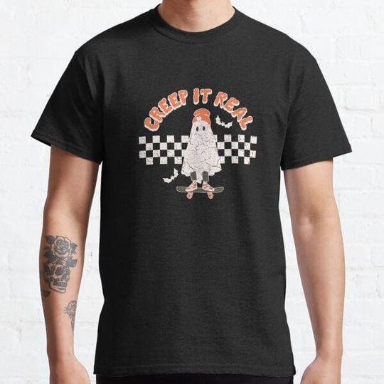 Discover Creep It Real Halloween Spooky Vintage Skate Ghost T-shirts