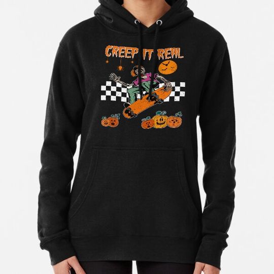 Discover Creep It Real Skeleton Ghost Halloween Costume Spooky Vibes Hoodies