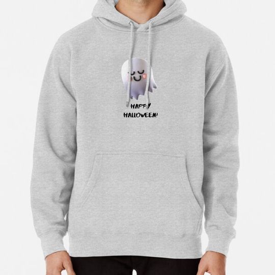Discover Happy Halloween! - Smiling Ghost with Words "Happy Halloween!" Hoodies
