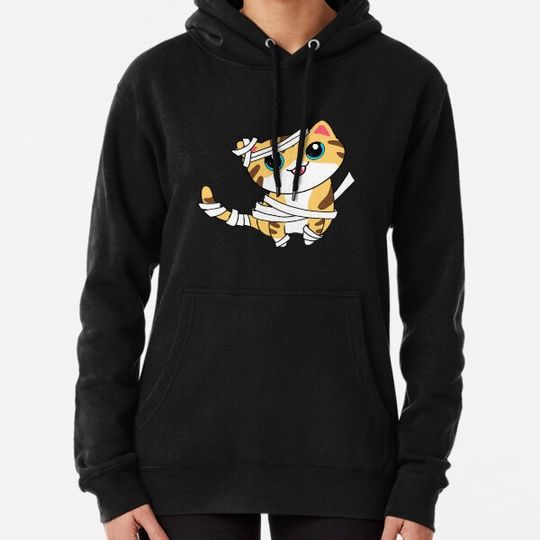 Discover Halloween Mummy Orange cute cat with white fang Hoodies