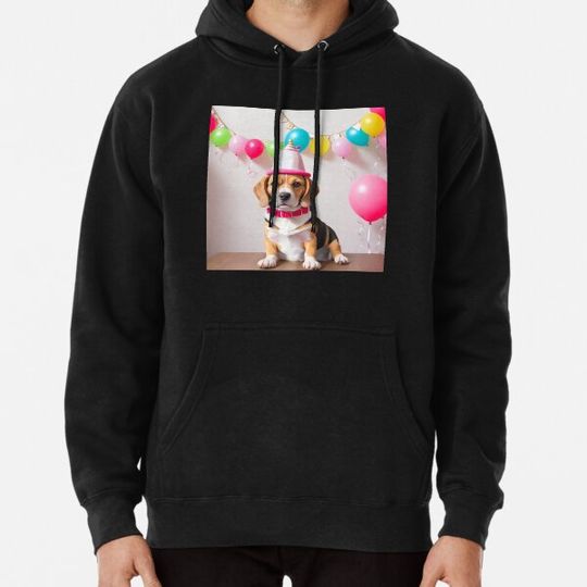 Discover Beautiful portrait cute adorable Beagle dog with party hat Hoodies