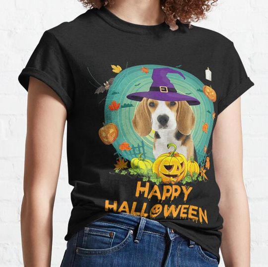 Discover Happy Halloween Beagle Dog Witch Pumpkin Ghost Cute Scary T-shirts