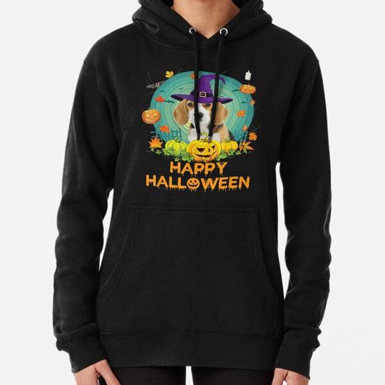 Discover Happy Halloween Beagle Dog Witch Pumpkin Ghost Cute Scary Hoodies