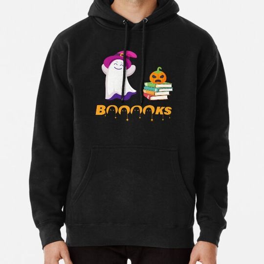 Discover Booooks Halloween Ghost Books Hoodie - Fun for Literature Lovers