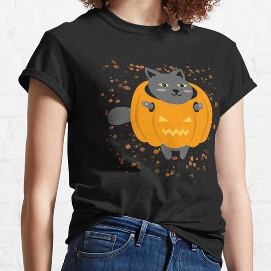 Discover Cute Cat as a Pumpkin, Family Halloween T-shirts