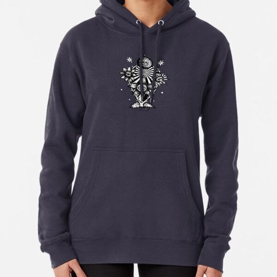 Discover Wicked Flowers Cosmic Celestial Skull Moon Spooky Halloween Illustration Drawing Hoodies