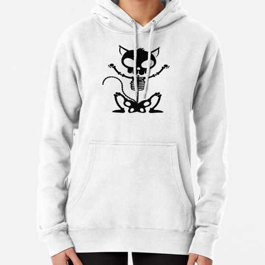 Discover Halloween black skeleton funny cat halloween monsters Hoodies