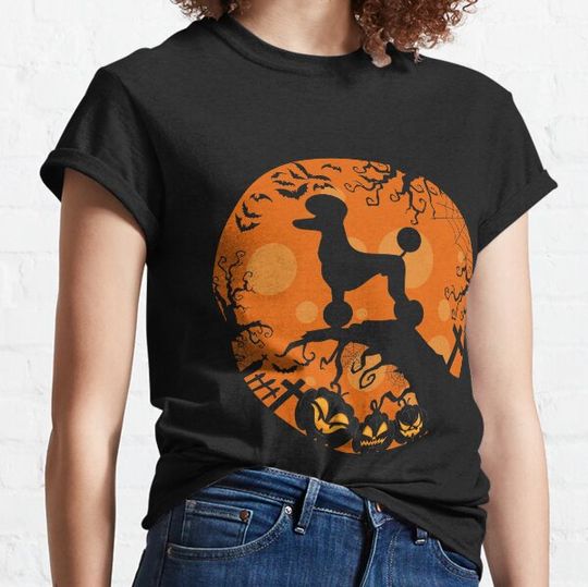 Discover Poodle In the moon Spooky Pumpkin Halloween Forest T-shirts