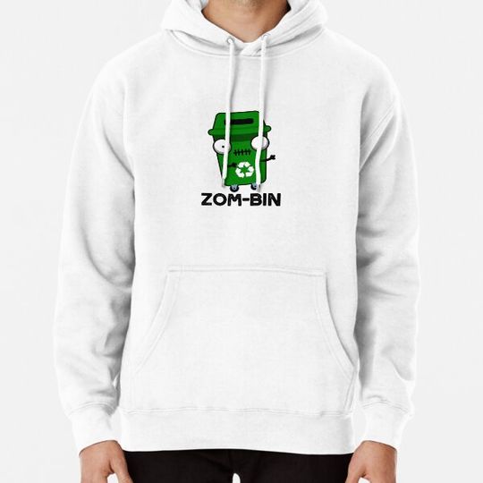 Discover Zom-bin Halloween Funny Zombie Trash Bin Puns Hoodies