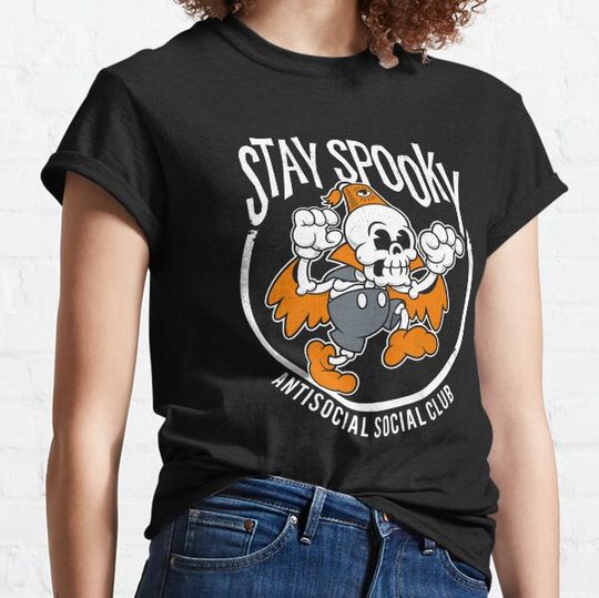Discover Stay Spooky - Antisocial Soociial Clubb - Creepy Cute Rubberhose Skeleton T-shirts