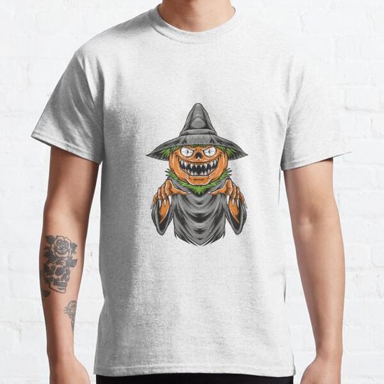 Discover halloween pumpkin head scarecrow illustration T-shirts