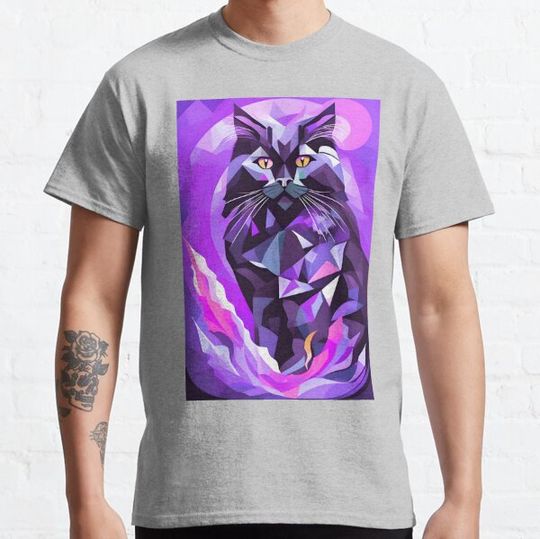 Discover Black, Pink and Purple Fluffy Cat T-shirts