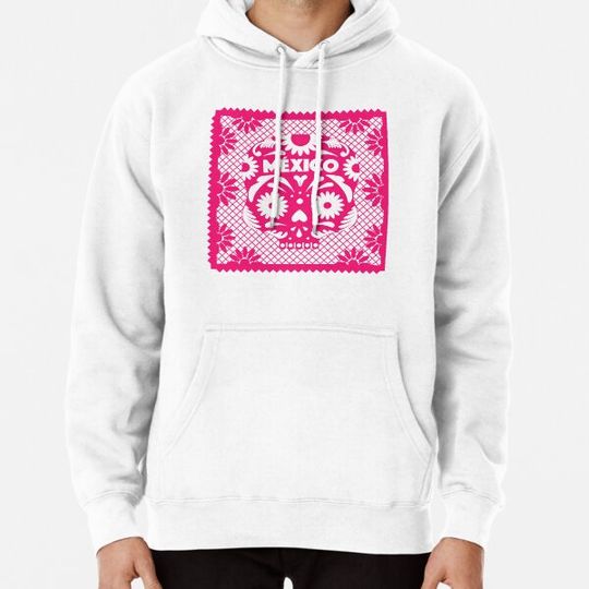Discover Mexican Day Of The Dead Pink Sugar Skull / Traditional Cultural Icon in México by Akbaly Hoodies