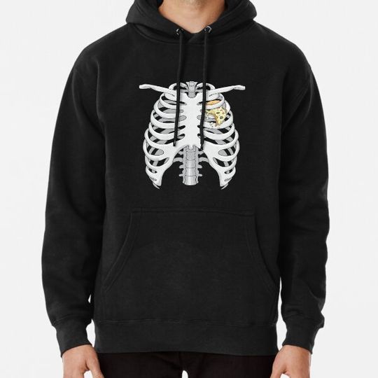 Discover Skeleton Rib Cage Pizza Heart Halloween Hoodies