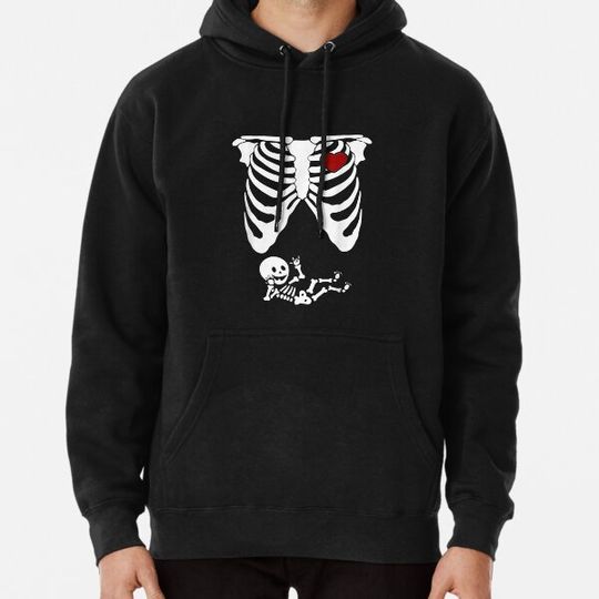 Discover Xray Skeleton Rib Cage Baby Pregnancy Announcement Halloween Hoodies
