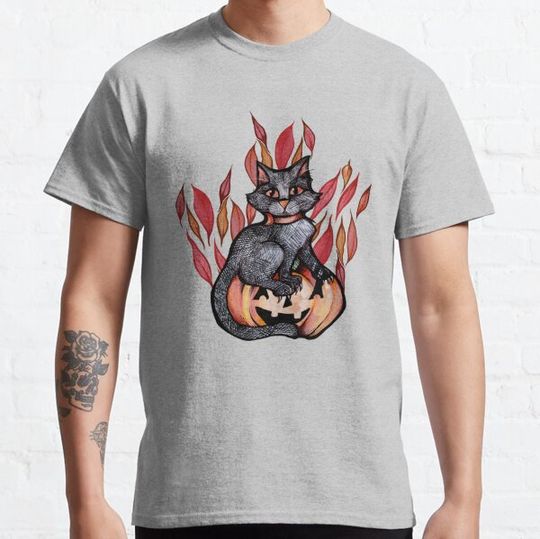 Discover Autumn Black Cat Jack O Lantern T-shirts
