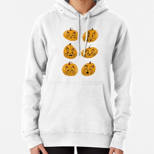 Discover Cat-O-Lanterns (Orange and Grey Palette) Hoodies
